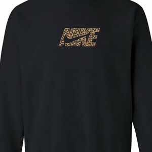 Nike Leopard Print Embroidered Crewneck Sweater